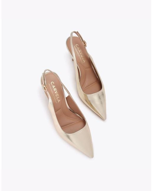 Carvela Kurt Geiger White Spirit Metallic Faux-Leather Slingback Courts