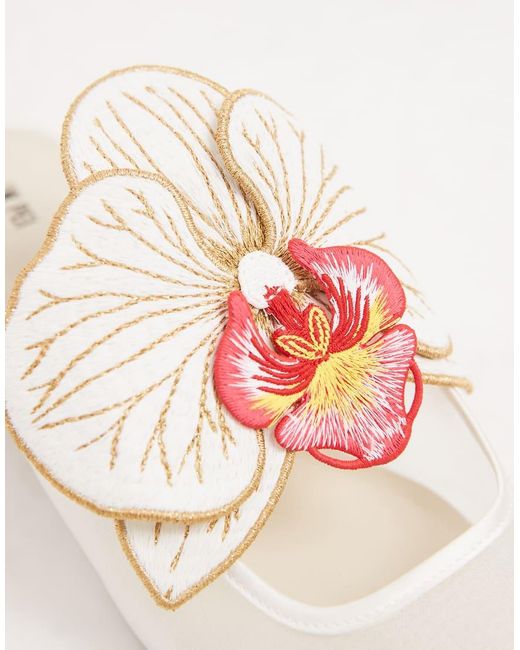 JW PEI White Helena Floral Heeled Mules