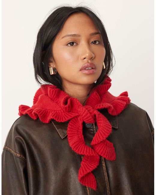 ASOS Red Knitted Frill Edge Triangle
