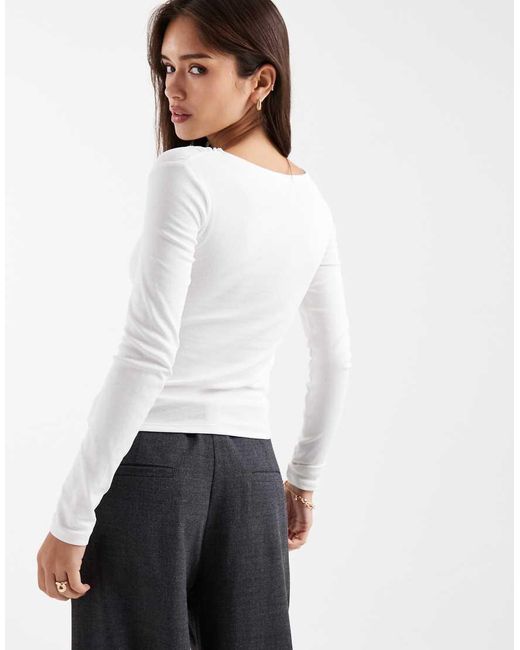 Mango White Teen Sculpt Top