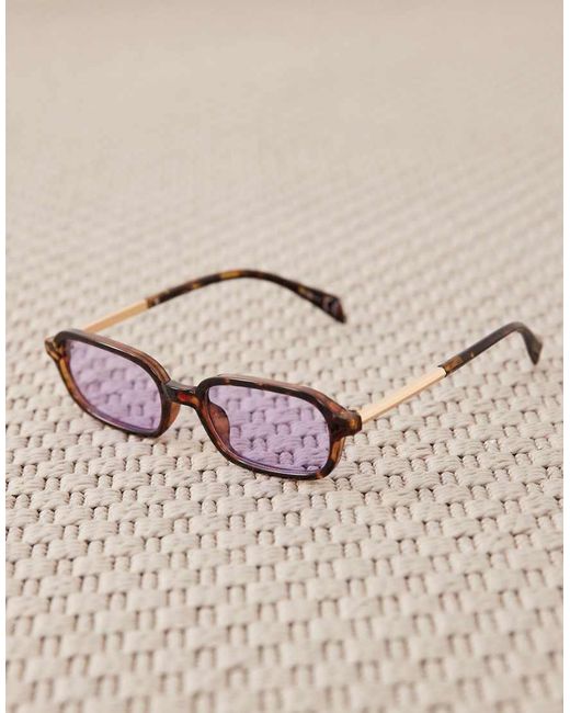 ASOS Brown Slim Square Sunglasses