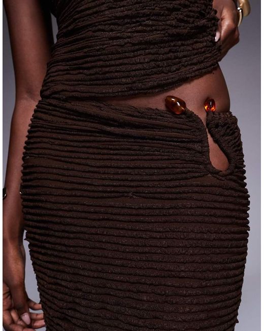 South Beach Brown Maxi Beach Skirt With Hardware Detail