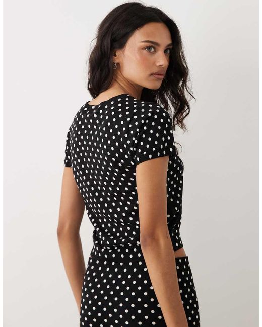 Mango Black Feria Compact Knit Short Sleeve Top Co-Ord