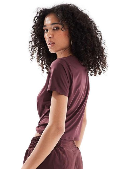 Nike Brown Nike One Training Dri-Fit Twist Front T-Shirt
