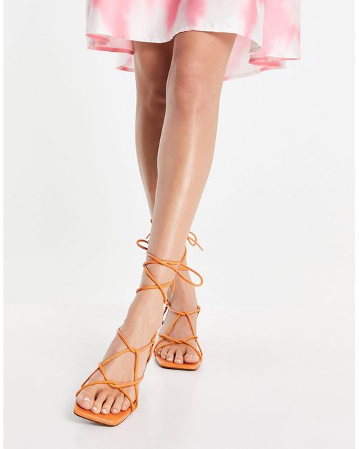 toe post tie leg heeled sandals