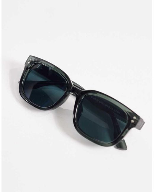 ASOS Green Premium Square Sunglasses for men