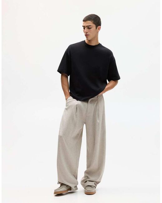 Pull&Bear Black Heavy Weight T-shirt for men