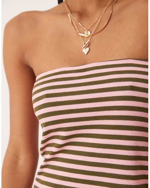 Top Verde Y Rosa A Rayas Con Escote Palabra De Honor De (Parte De Un Conjunto) ASOS de color Multicolor