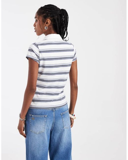 Hollister Blue Y2k Fitted Short Sleeve Polo