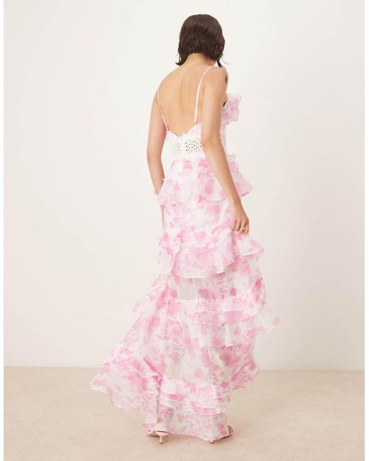 True Decadence Pink V Neck Maxi Dresses
