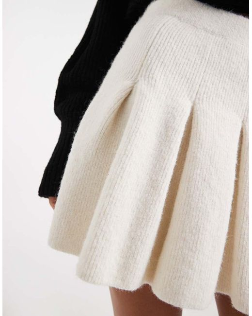 Miss Selfridge Gebreide Mini Rok Met Plooien in het Black