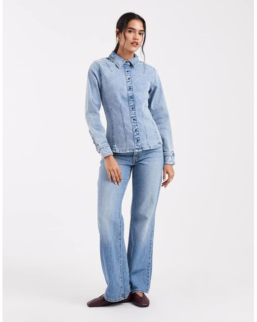 Levi's Aansluitend Denim Overhemd in het Blue