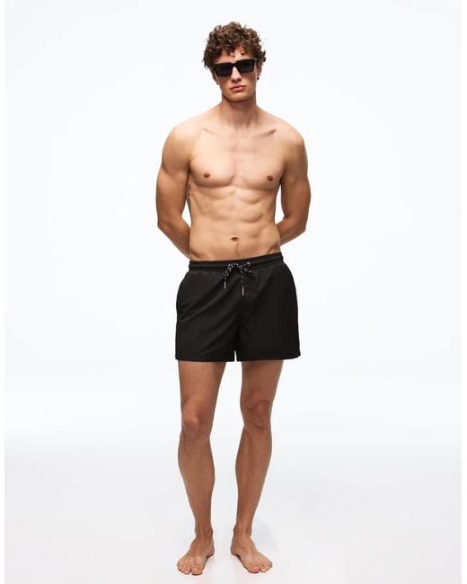 Bershka Black Basic Swim Shorts for men