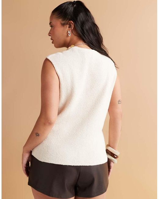 ASOS Natural Asos Design Curve Slub Knit Relaxed Fit Waistcoat