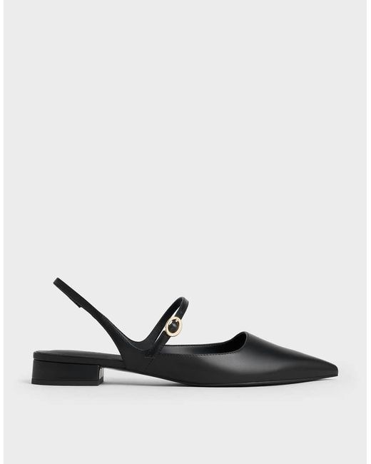 Charles & Keith Black Roxane Slingback Mary Jane Flats