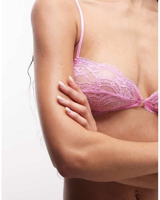 ASOS White Lola Lace Front Fastening Triangle Bra