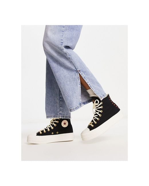 Converse Chuck Taylor All Star Lift Hi Sneakers With Heart Embroidery