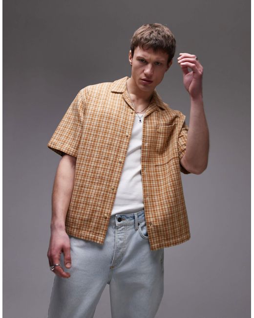 Topman Gray Short Sleeve Relaxed Shirt for men