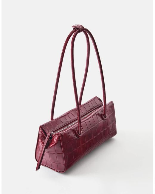 Pull&Bear Purple Strukturierte schultertasche mit print