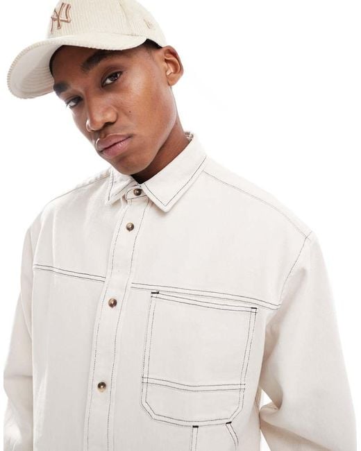 ASOS White Boxy Oversized Denim Shirt for men
