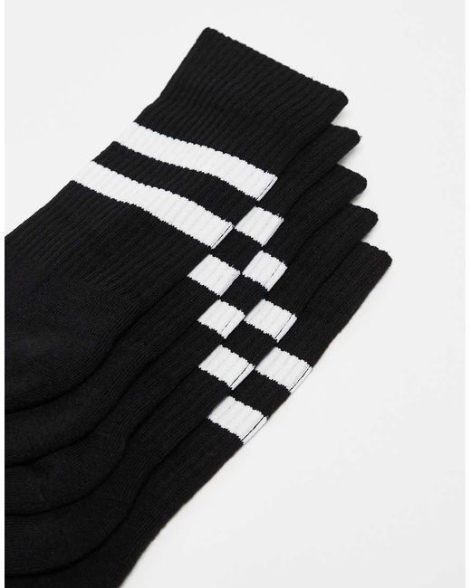 Pack De 5 Pares De Calcetines Deportivos Negros Con Rayas Blancas De ASOS de hombre de color White