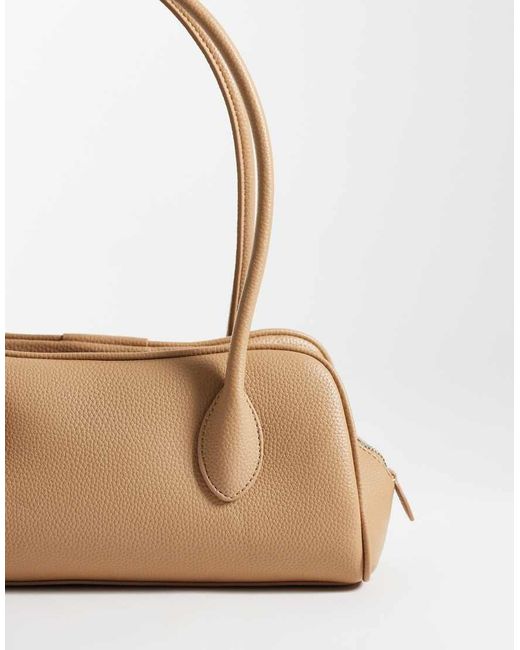 Calvin Klein Natural Emblem Grain Texture Shoulder Bag With Hardware Charm