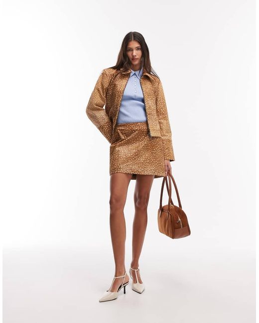 JJXX Brown Co-Ord Leather Pony Hair Jacket