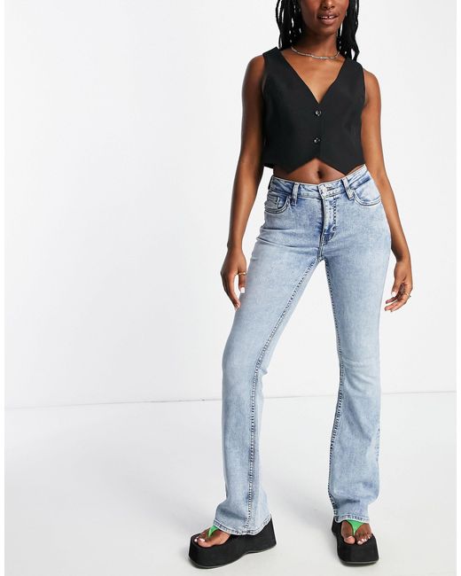 Weekday Denim Flame Low Rise Seam Detail Flared Jeans in Blue Lyst Canada