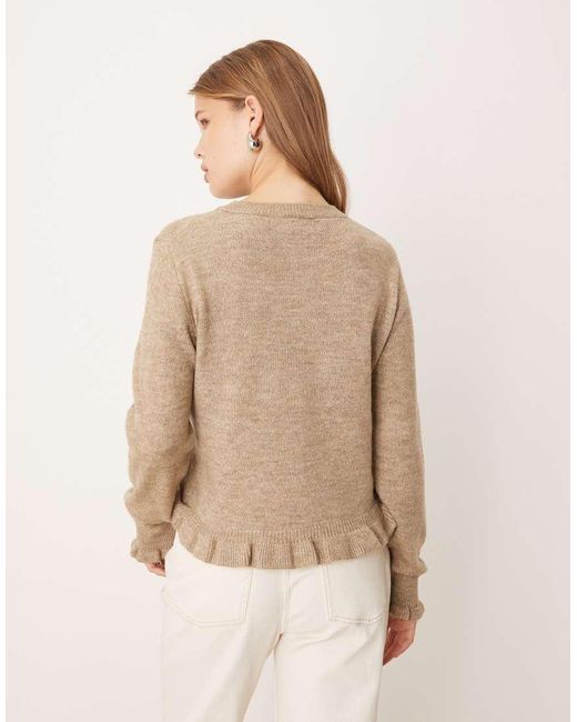 Jdy Natural Frill Details Knitted Cardigan