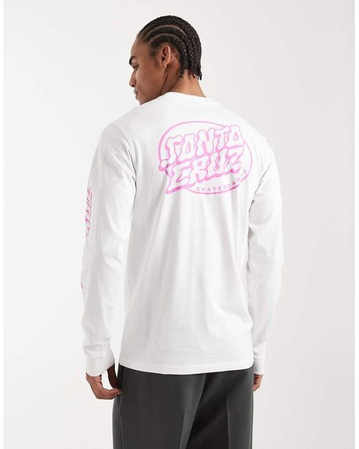 Santa Cruz White Mono Graphic Long Sleeve T-shirt for men