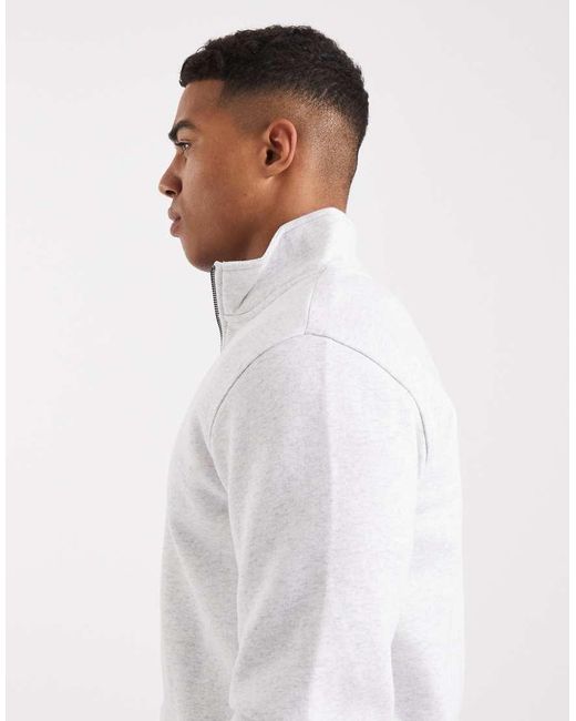 Only & Sons White Half Zip Sweat for men