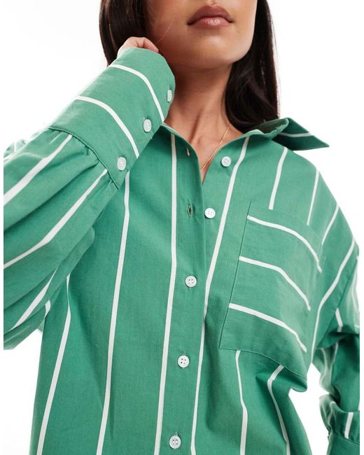 Camisa A Rayas Verdes Extragrande De ASOS de color Green