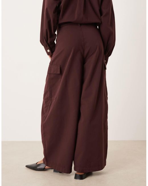 ASOS Red Oversized Pleated Cotton Cargo Trouser