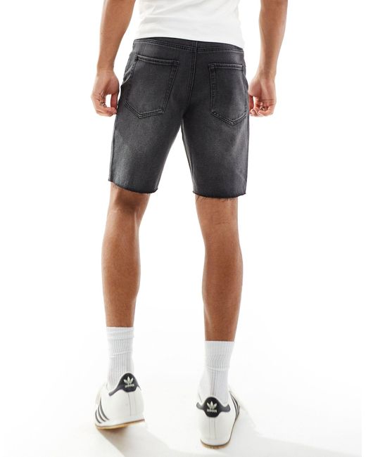 Short large en jean effet découpé - délavé ADPT pour homme en coloris Black