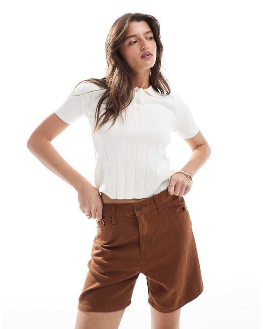 Levi's White High Waisted Linen Blend baggy Denim Shorts