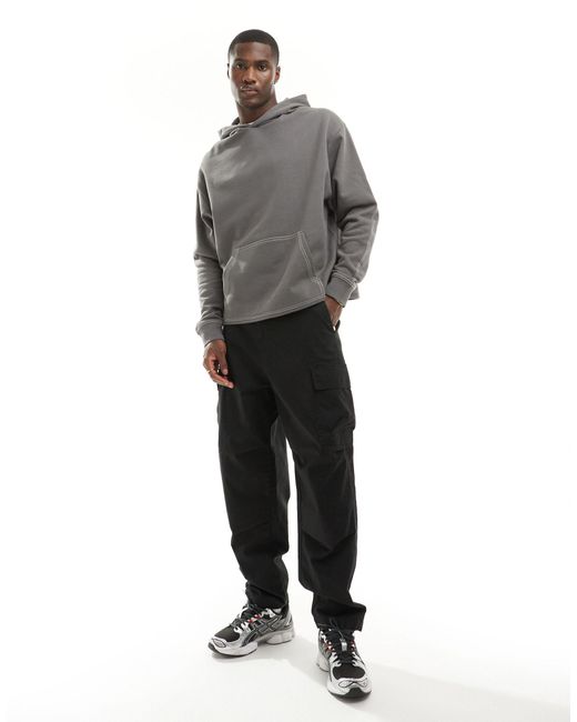 ASOS Gray Oversized Hoodie With Contrast Stitching for men