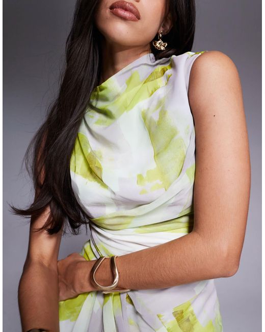 ASOS Multicolor High Neck Drape Front Maxi