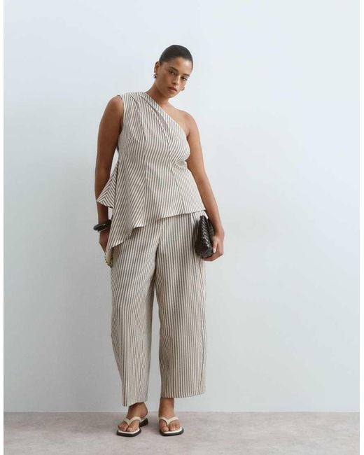 ARRANGE Metallic Curve One Shoulder Structured Top With Asymmetric Hem