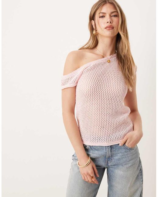 ASOS Gebreide Top Met Blote Schouder in het Multicolor