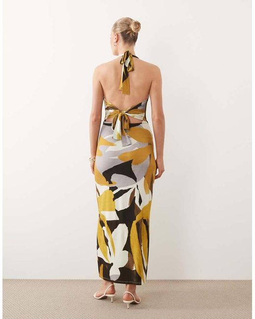 ASOS Metallic Tie Back Halter Midi Dress
