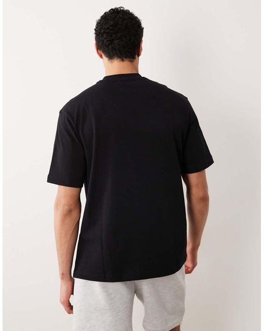 Mango Black 100% Cotton Relaxed Fit Crew Neck T-shirt