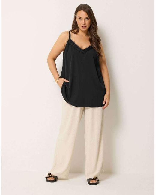 Yours Clothing Black Lace Insert Cami Vest Top