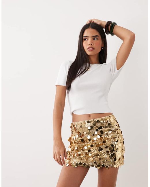 ASOS Natural Mixed Sequin Mini Skirt