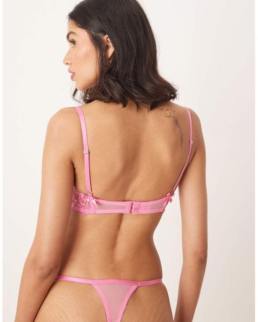 KAT THE LABEL Natural Sofia Floral Mesh Thong