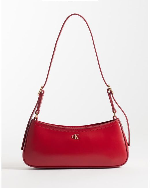 Calvin Klein Red Mini Shoulder Bag With Details