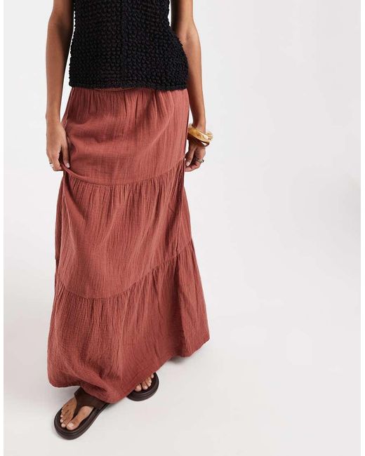 Pieces Boho Tiered Maxi Skirt