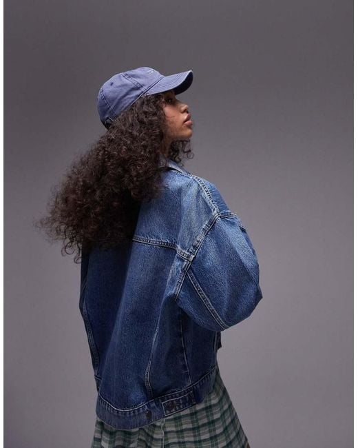 Giacca Di Jeans Oversize Medio di TOPSHOP in Blue