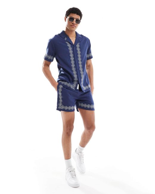 Native Youth – shorts aus doppellagiger gaze in Blue für Herren