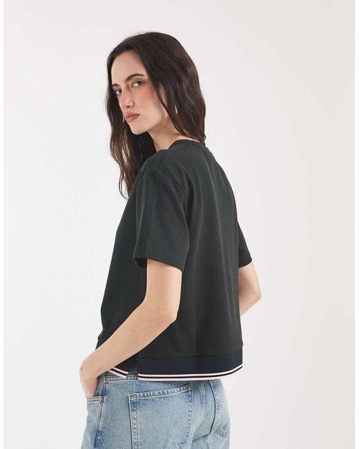 Fred Perry Black Contrast Hem Pique T-shirt