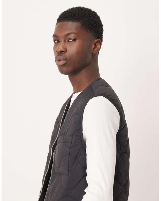 ARKET White Quilted Gilet With Zip Front for men